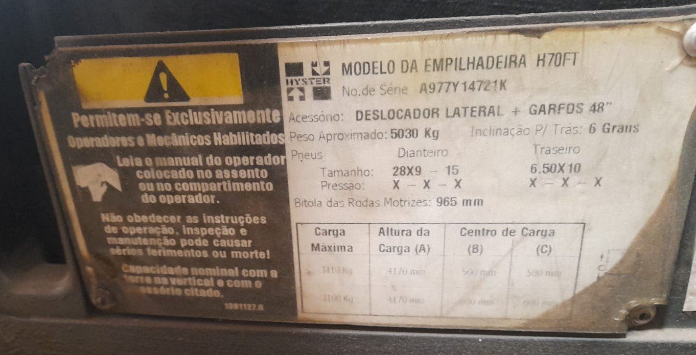 Empilhadeira Combustão - Hyster - H70FT