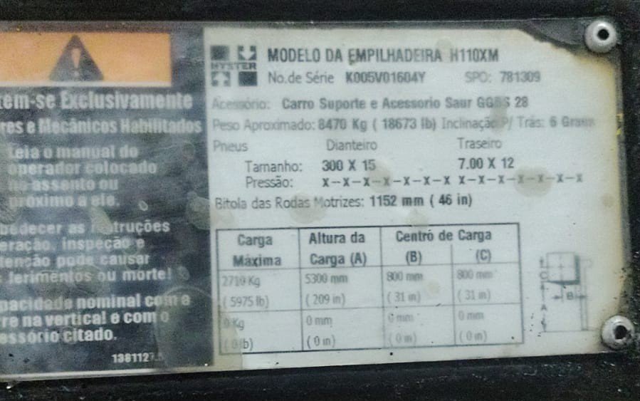 Empilhadeira Combustão - Hyster - H110XM