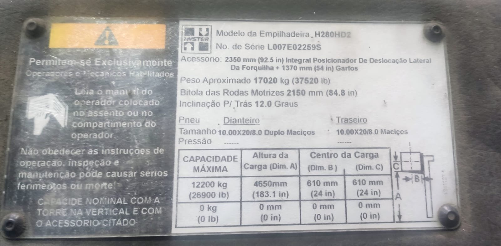 Empilhadeira Combustão - Hyster - H280HD