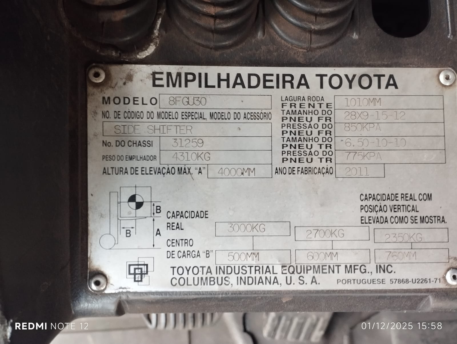 Empilhadeira Combustão - Toyota - 8FG30