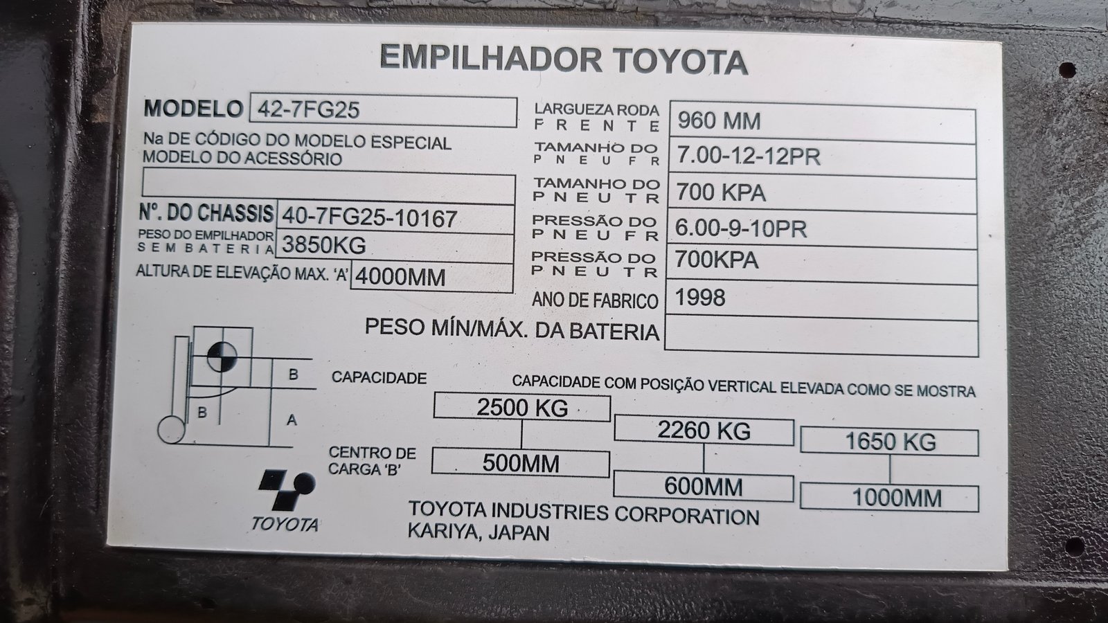 Empilhadeira Combustão - Toyota - 7FG25